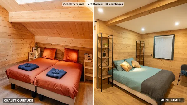 Dormitorios: Chalet Quiétude a la izquierda, Mont Chalet a la derecha