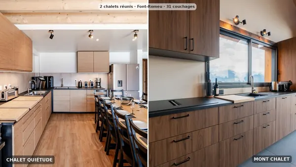 Cocinas: Chalet Quiétude a la izquierda, Mont Chalet a la derecha