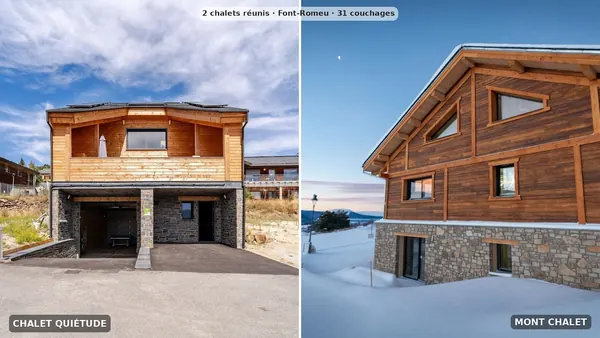 Fachadas: Chalet Quiétude a la izquierda, Mont Chalet a la derecha