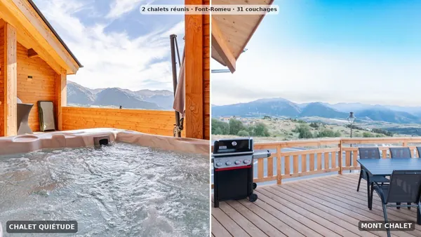Jacuzzi del Chalet Quiétude a la izquierda, terraza de Mont Chalet a la derecha
